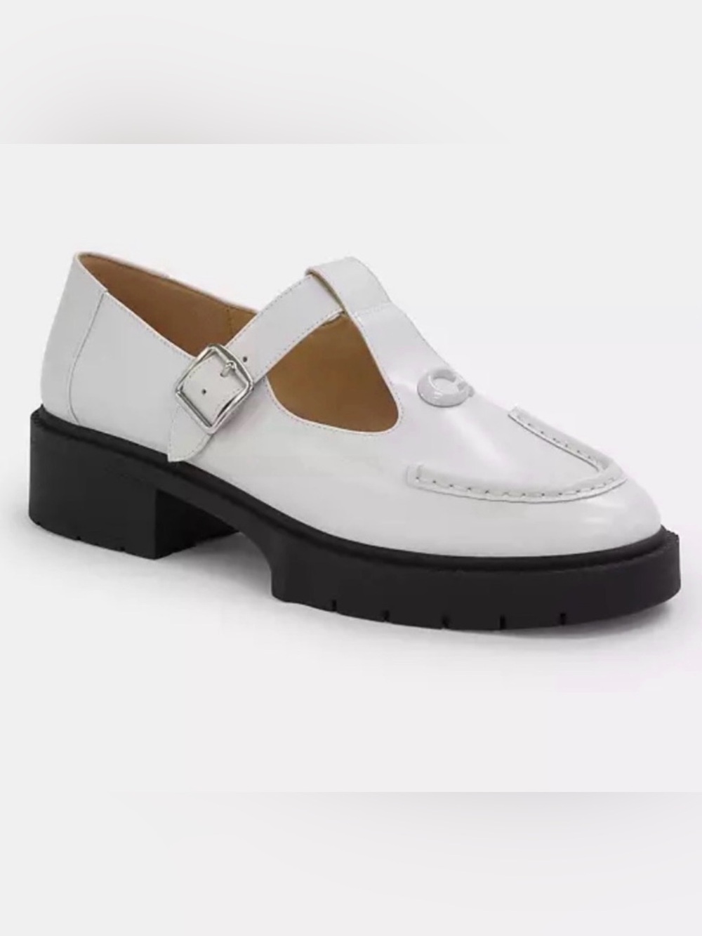 COACH Liv Leather T-Strap Mary Jane Loafers, White - Size 10 Women’s - Picture 10 of 10